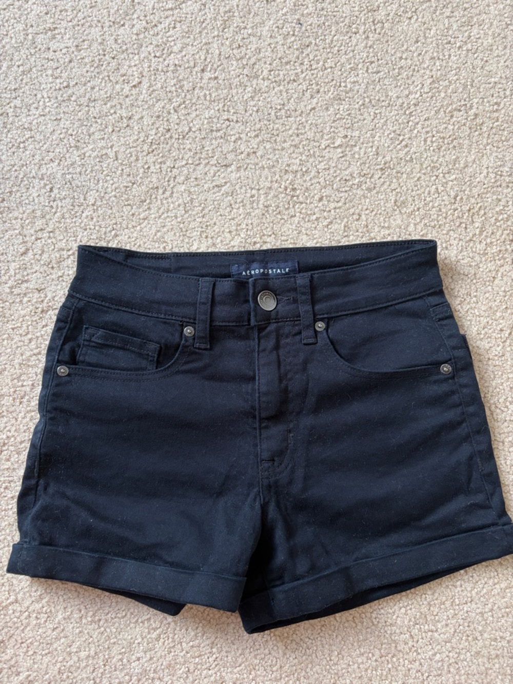 Aeropostale Black High-Rise Denim Shorts